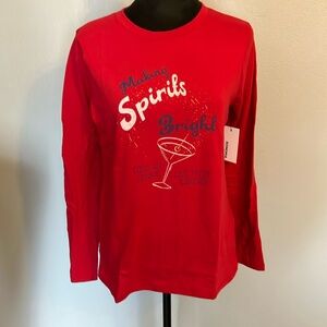 FINAL PRICE! BNWT Womens Sonoma “Making Spirits Bright” Long Sleeve Shirt